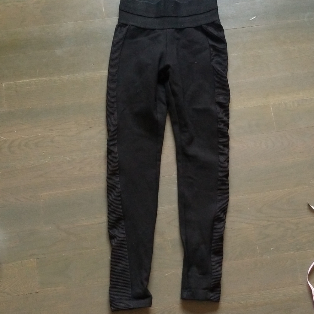 Zara Black Leggings with Pleated side Detail